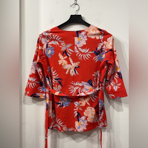 Vero Moda Bali 3/4 Sleeve Kimono Wrap Top Red Floral size S - Picture 7 of 13